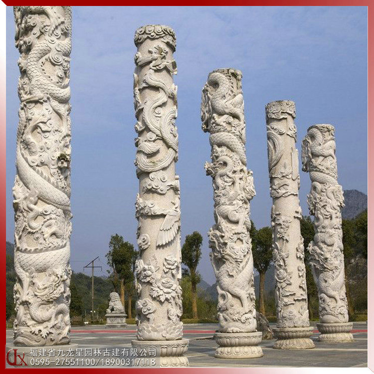 廣場石雕龍柱圖片